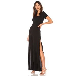 Capulet Nina Wide Leg Black Slit Jumpsuit with Textured Bodice Size Large NWT